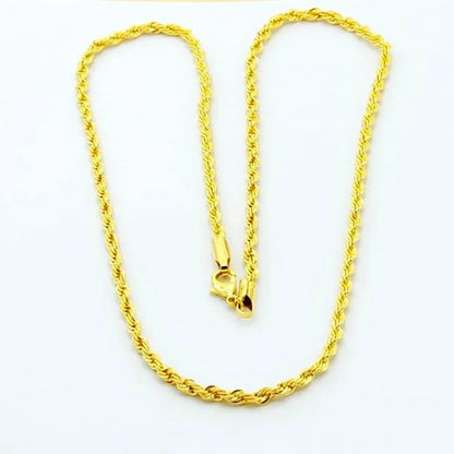 Hot y2k 18K Gold Necklace 3MM Twisted Rope Twist Electroplating Chain for Men Women Wedding Jewelry Gifts
