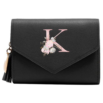 Purse Female Mini Wallet Cute Purse Pink Flower Pattern Slim Wallet RFID Blocking Credit Card Holder Coin Pocket ID Window