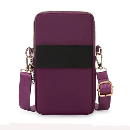 Portable Oxford Mini Phone Bag Multi-layer Zipper Travel Crossbody Bag Handbag Waterproof Sports Arm Bags