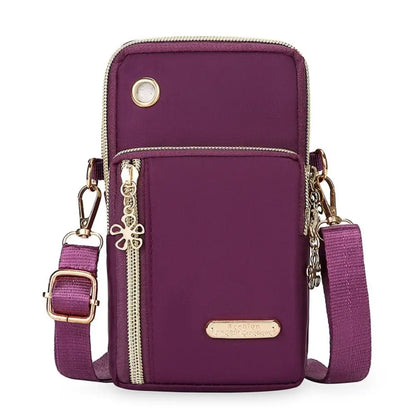 Portable Oxford Mini Phone Bag Multi-layer Zipper Travel Crossbody Bag Handbag Waterproof Sports Arm Bags