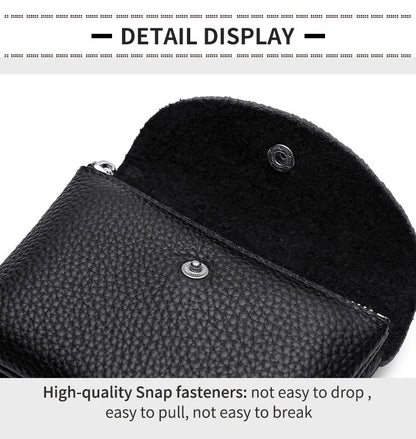 Genuine Leather Short Coin Wallets Card Holder Bag Case Portable Retro Cowhide Small Money Purse For Men Women Earphone Pouch