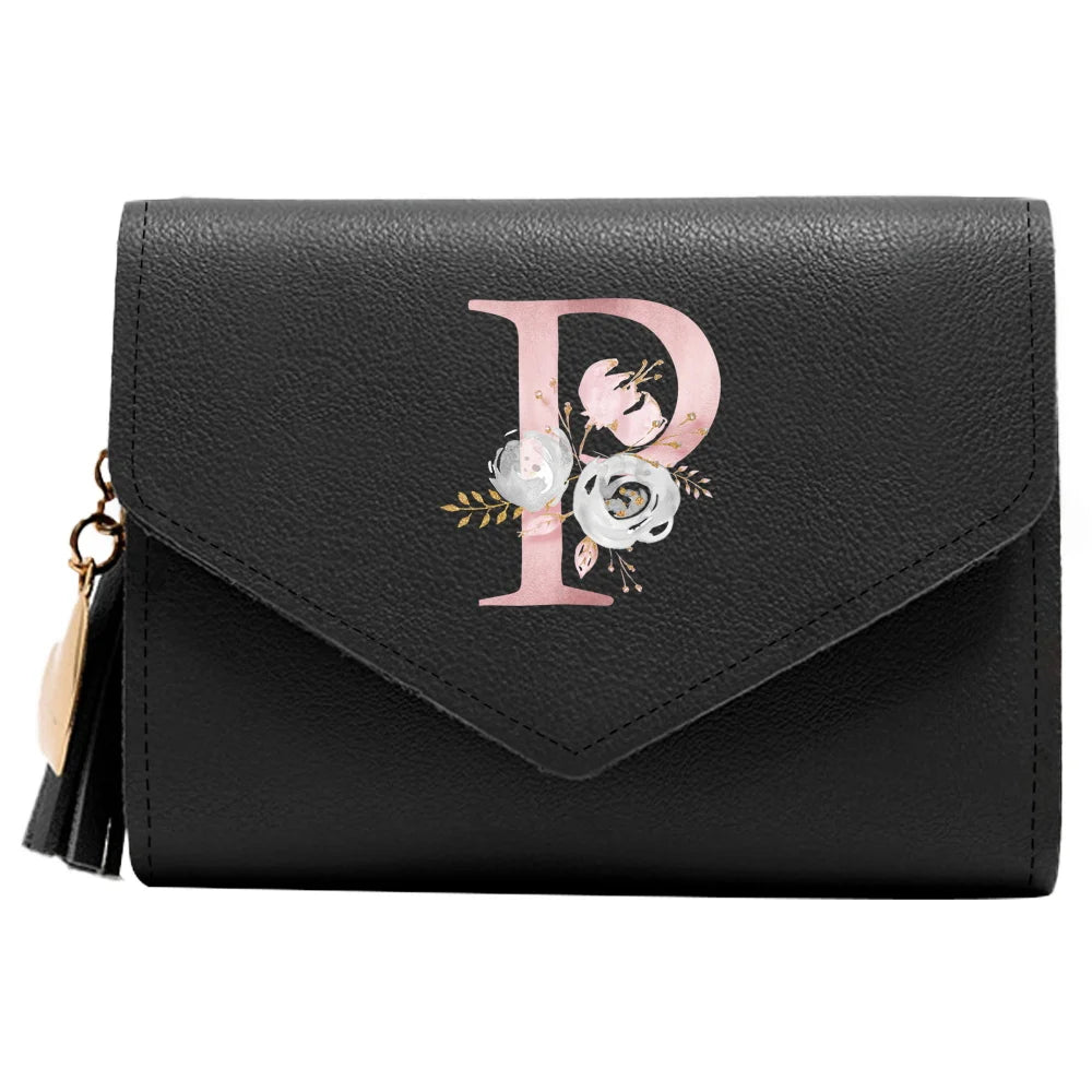 Purse Female Mini Wallet Cute Purse Pink Flower Pattern Slim Wallet RFID Blocking Credit Card Holder Coin Pocket ID Window