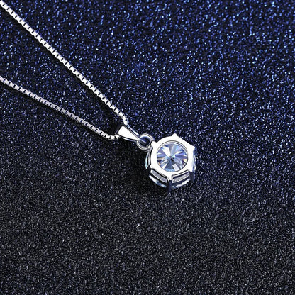 Butterflykiss 6.5mm 1.0 Carat D Moissanite Necklaces Rose Gold Plated Pendant Original Real S925 Silver Chain Jewelry For Women