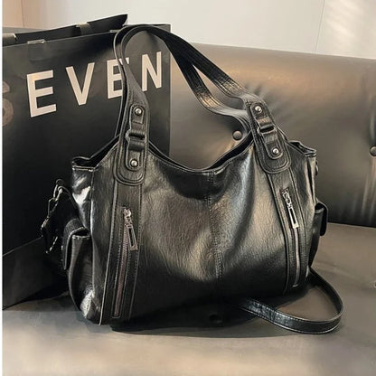 Hot Selling Soft Inner Compartment Shoulder Bag 2024High Quality Contrasting Color Women's Bag Fashion Zipper Pu Women's Handbag