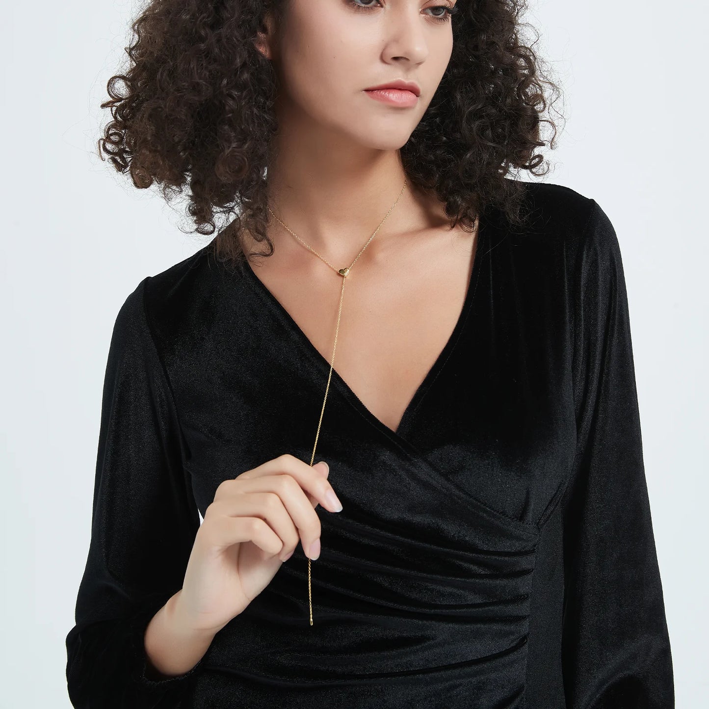 ANDYWEN Collier ras du cou ajustable en argent sterling 925 plaqué or avec pendentif cœur - Bijoux de luxe pour femme