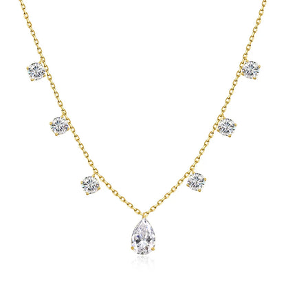OEVAS 1-3CT Pear Cut Moissanite Necklace Earrings Set for Women S925 Sterling Silver Plated 18K Wedding Party Luxury Jewelry