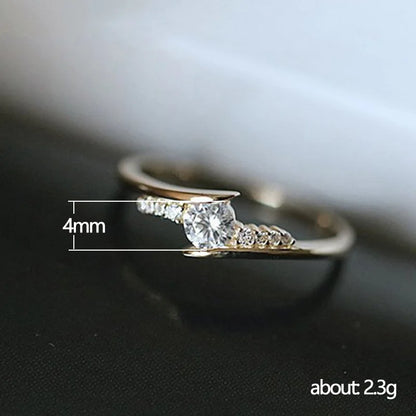 Cubic Zirconia Ring For Women Simple Style Wedding Ring Light Gold Color Fashion Custom Jewelry