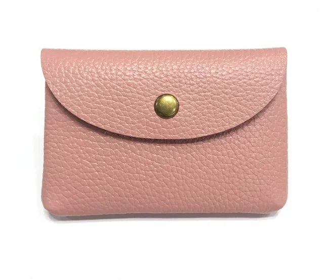 Top Layer Cowhide Fashion Buckle Money Wallet Card Holder Mini Portable Lychee Pattern Business Wallet for Men Women Coin Bag