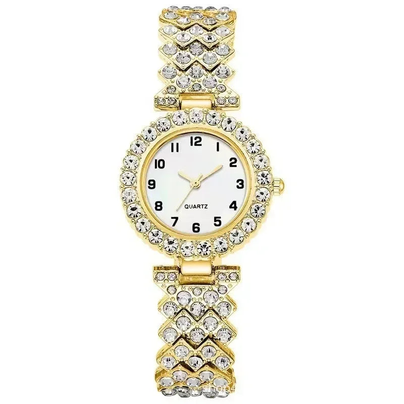 1pcs/2pcs Luxury Fashion Women Watch Set Silver Strap Ladies Quartz Wristwatch Alloy Bracelet for Ladies Jewelry Set Clock Gift