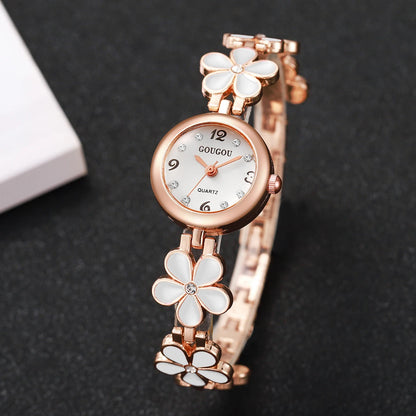 Fashion Flower Bracelet Strap Women Watches Ladies Diamond Arabic Numeral Dial Wristwatches Reloj Mujer（Without Box）