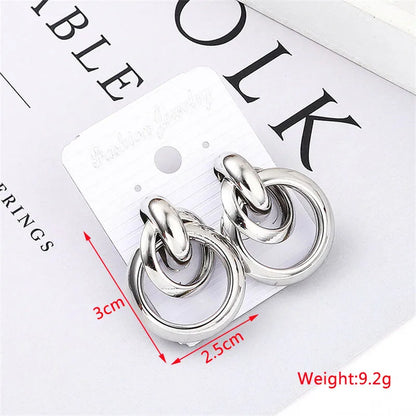 Gold Color Metal Drop Earrings Irregular Hollow Heart Pendants Earrings Twisted Geometric Personality Earrings for Women
