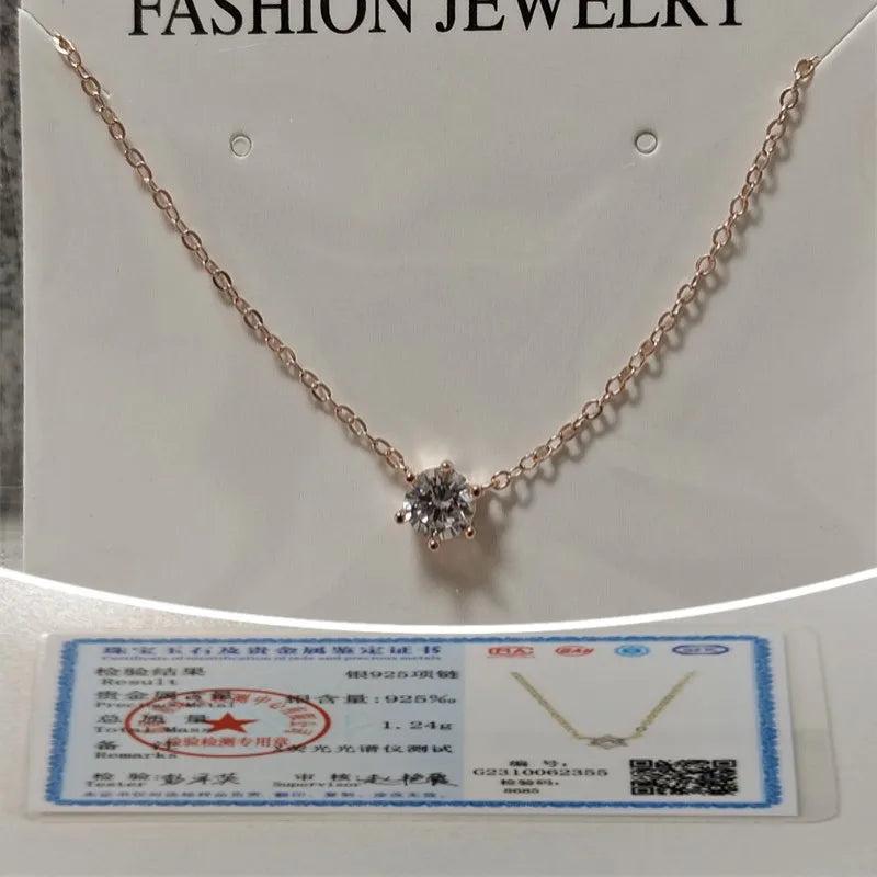 Collar de plata de ley 925 Somilia para mujer, chapado en oro rosa de 18 quilates, collar con colgante de circonita 5A, joyas finas, regalo para mamá