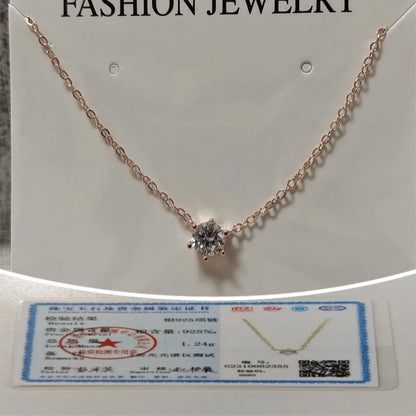 Collar de plata de ley 925 Somilia para mujer, chapado en oro rosa de 18 quilates, collar con colgante de circonita 5A, joyas finas, regalo para mamá
