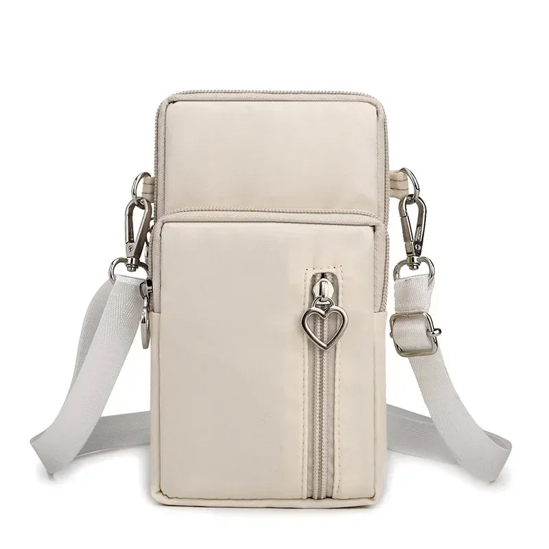 Waterproof Mobile Phone Bag Women's Mini Oxford Crossbody Bag Daily Multi-layer Zipper Purse Casual Outdoor Travel Nylon Bag