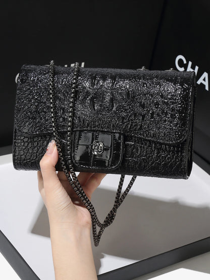 Simple Mini Crocodile Pattern Small Square Bag Summer New Style Trendy Versatile Chain