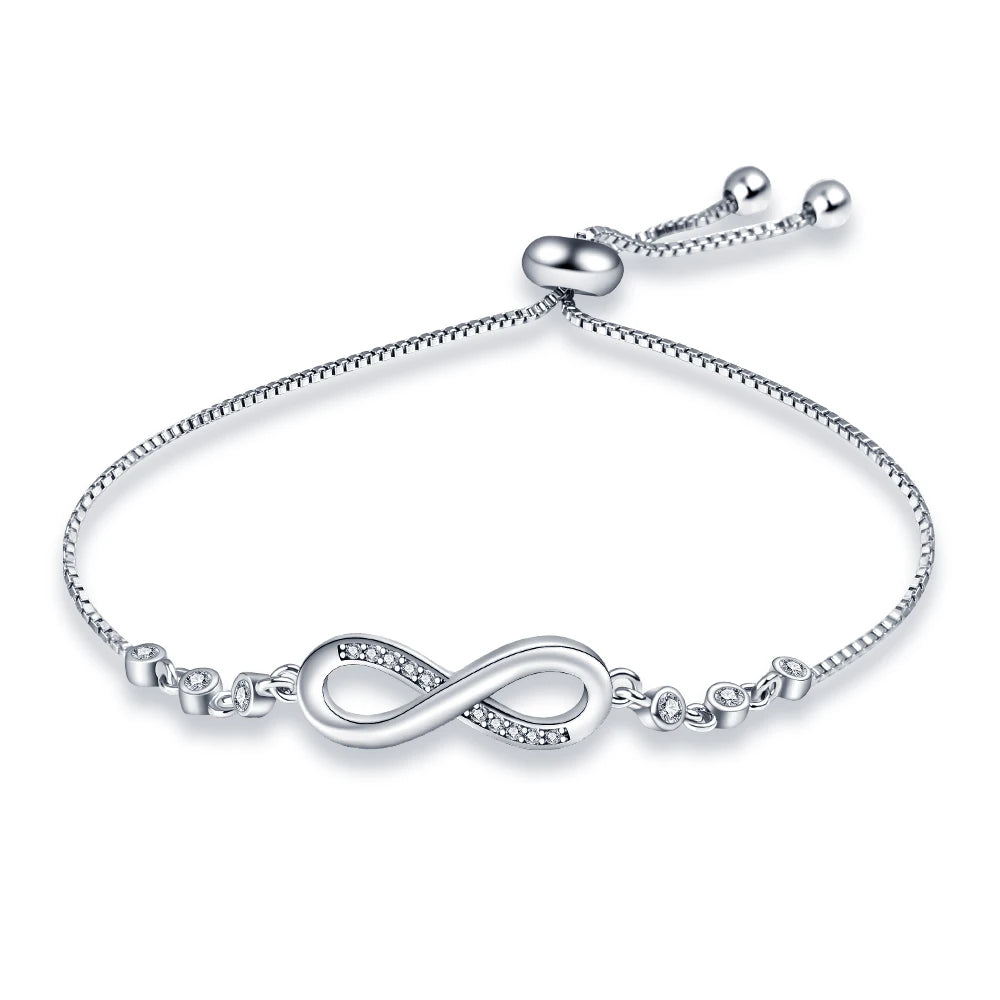 New fine 925 Sterling Silver pretty Crystal Bracelets for Women Fashion Jewelry Party Wedding Accessories Valentine's Day Gifts