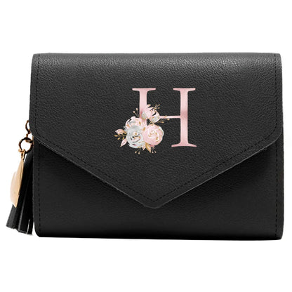 Purse Female Mini Wallet Cute Purse Pink Flower Pattern Slim Wallet RFID Blocking Credit Card Holder Coin Pocket ID Window