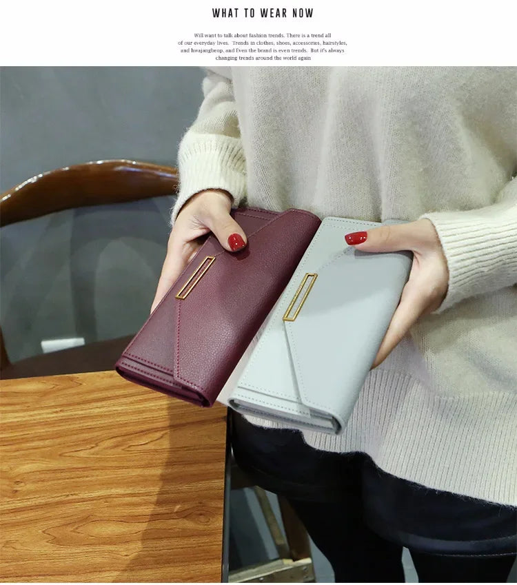 2025 New Fashion Women Wallets Leather Hasp Wallet Women's Long Design Purse Clutch Women Lady Wallet Phone Pocket Cartera Mujer