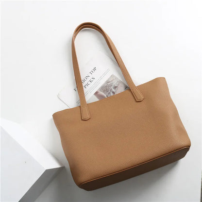 Hot Sale Classic All-match Minimalist Business Style Large Women Tote Bag A4 Laptop Cowhide Leather Female Underarm Handbag