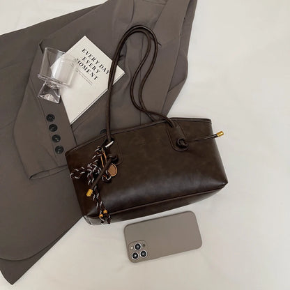 LEFTSIDE PU Leather Shoulder Bags For Women 2025 Winter Y2K Trend Female Crossbody Bag Lady Handbags And Purses Retro Tote Bag