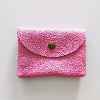 Top Layer Cowhide Fashion Buckle Money Wallet Card Holder Mini Portable Lychee Pattern Business Wallet for Men Women Coin Bag