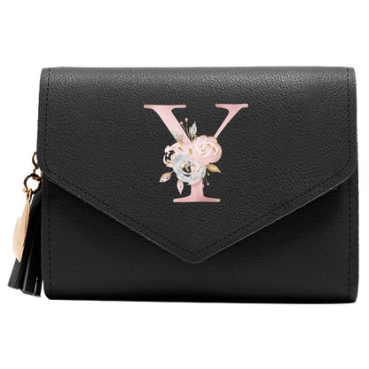 Purse Female Mini Wallet Cute Purse Pink Flower Pattern Slim Wallet RFID Blocking Credit Card Holder Coin Pocket ID Window