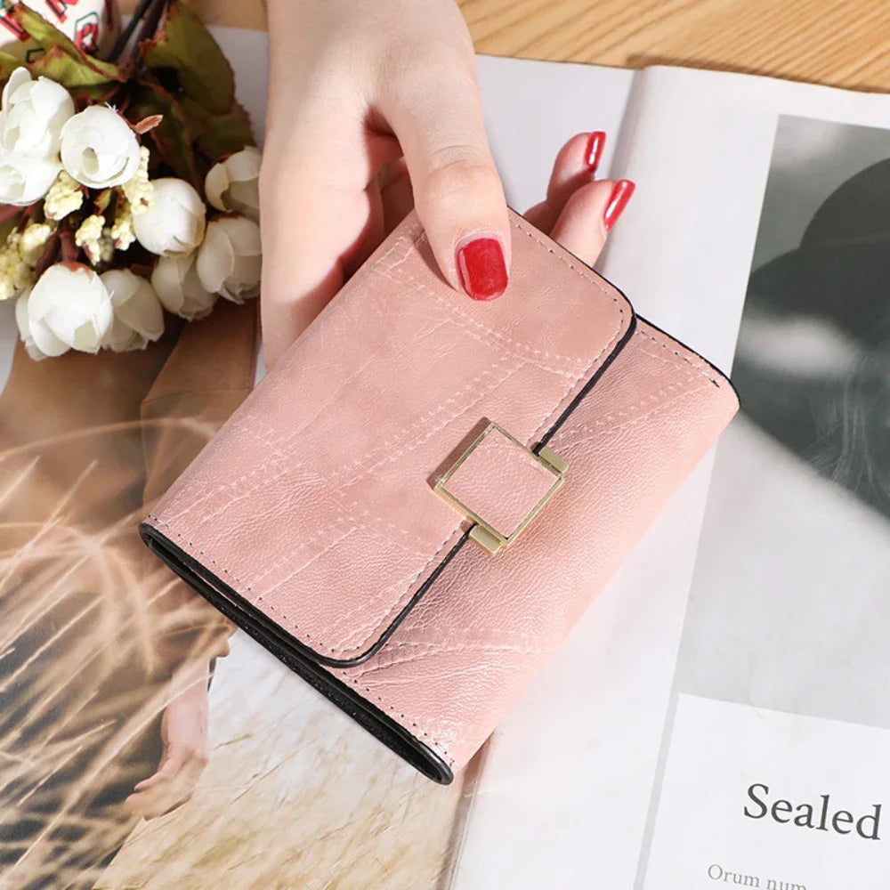 Vintage Women Wallet Short Leather Small Purse Mini Female Fashion Multi-Card Card Holder Coin Purse Multi-functional Clutch Bag