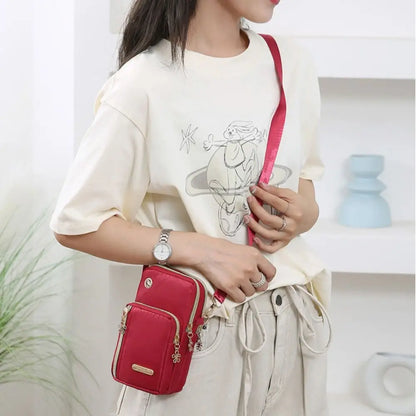 Portable Oxford Mini Phone Bag Multi-layer Zipper Travel Crossbody Bag Handbag Waterproof Sports Arm Bags