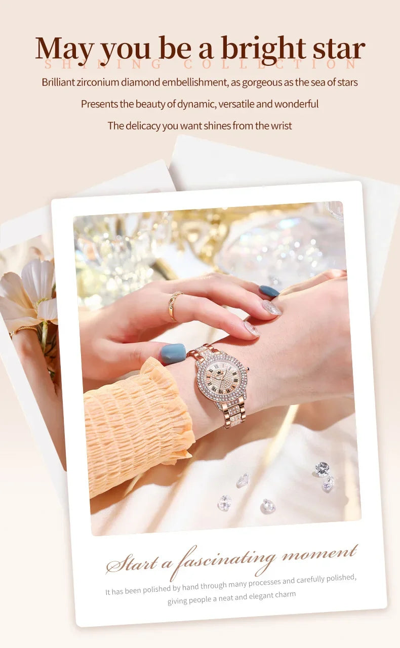 OLEVS Watch Women Fashion Elegant Stainless Steel Waterproof Quartz Wristwatch Luxury Ladies Dress Watches