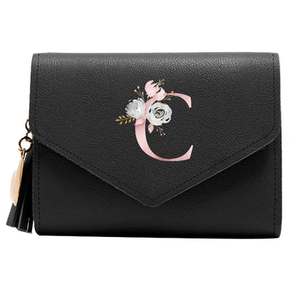 Purse Female Mini Wallet Cute Purse Pink Flower Pattern Slim Wallet RFID Blocking Credit Card Holder Coin Pocket ID Window