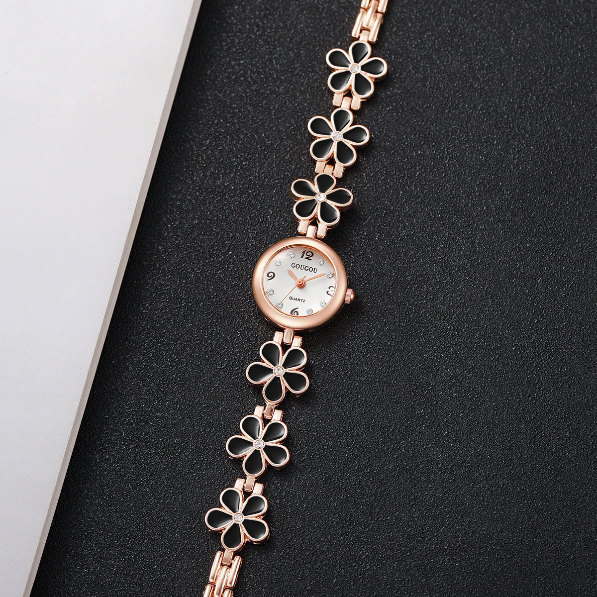 Fashion Flower Bracelet Strap Women Watches Ladies Diamond Arabic Numeral Dial Wristwatches Reloj Mujer（Without Box）