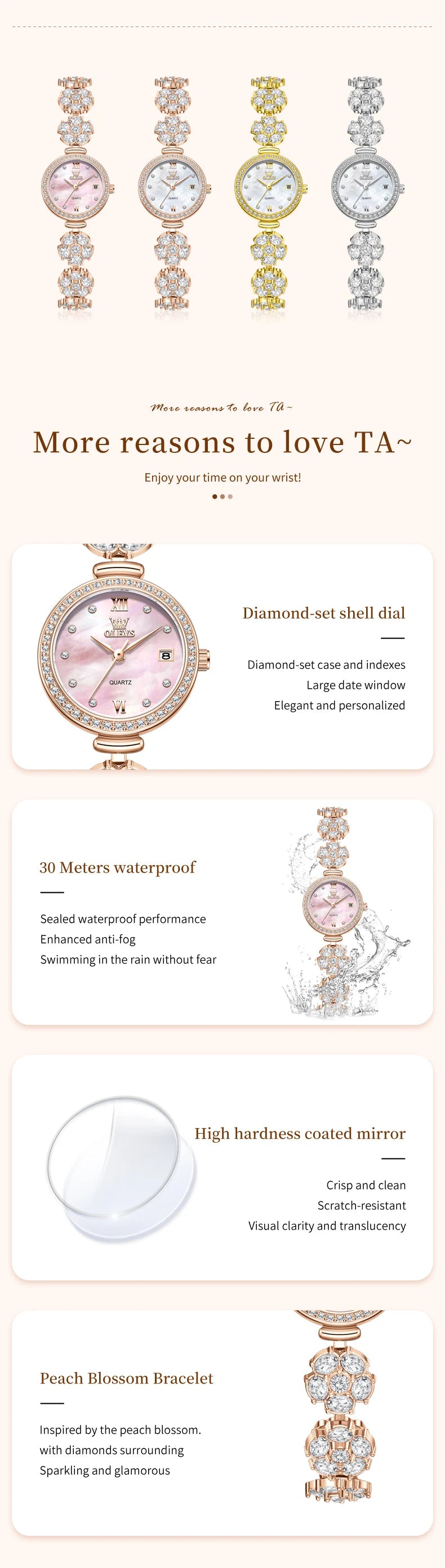 OLEVS Watches New 5638 Woman Watches Luxury Quartz Watch Diamond Chain Ladies Watch Automatic Date Waterproof Watch Reloj Mujer