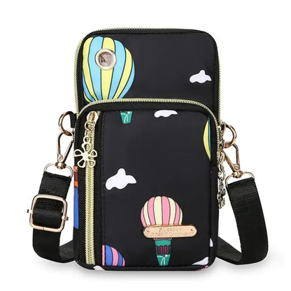 Portable Oxford Mini Phone Bag Multi-layer Zipper Travel Crossbody Bag Handbag Waterproof Sports Arm Bags