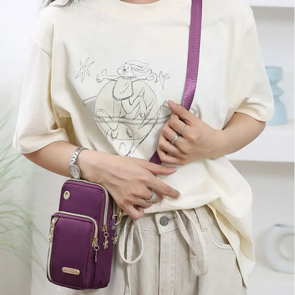 Portable Oxford Mini Phone Bag Multi-layer Zipper Travel Crossbody Bag Handbag Waterproof Sports Arm Bags