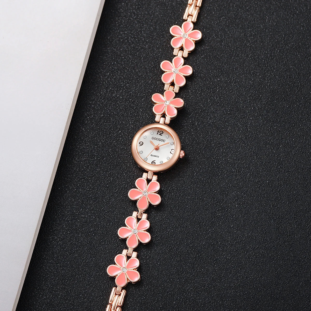 Fashion Flower Bracelet Strap Women Watches Ladies Diamond Arabic Numeral Dial Wristwatches Reloj Mujer（Without Box）