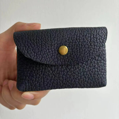 Top Layer Cowhide Fashion Buckle Money Wallet Card Holder Mini Portable Lychee Pattern Business Wallet for Men Women Coin Bag