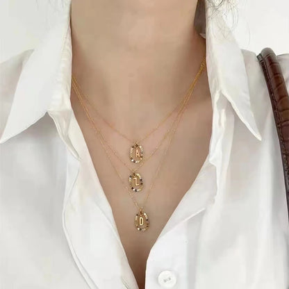 New 925 Sterling Silver Gold Letters A - Z Initial Necklace Zirconia Letter Pendant Long Chain Say My Name Fine Jewelry