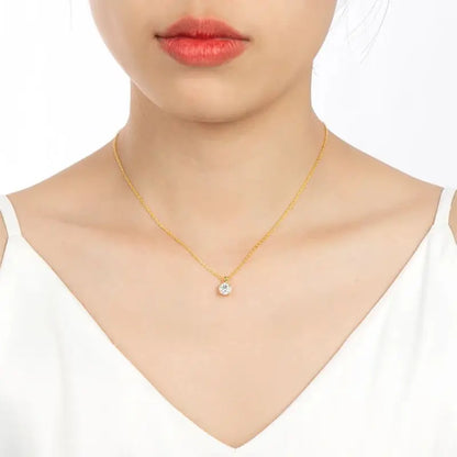 6.5mm 1.0 Carat D Moissanite Solitaire Drop Necklaces 18k Gold Plated Pendant Original Real 925 Silver Chain Jewelry for Women