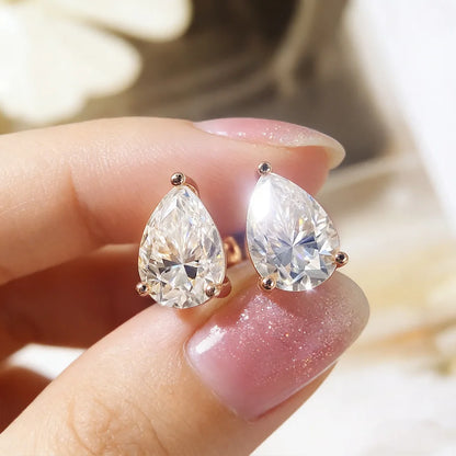 OEVAS 1-3CT Pear Cut Moissanite Necklace Earrings Set for Women S925 Sterling Silver Plated 18K Wedding Party Luxury Jewelry