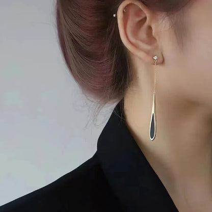 European and American Black Drop Tassel Long Earrings 2024 New Fashion Party Luxury Accessories For Womens Temperament Jewelry