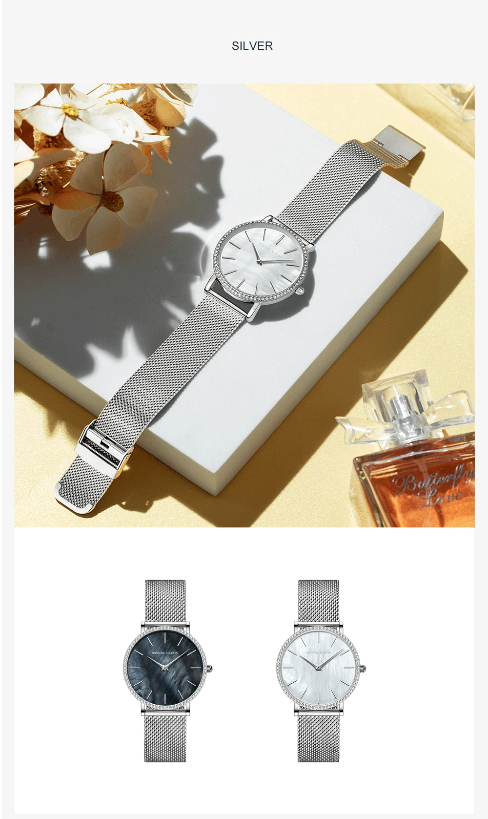 Luxury Women Watch Japanese Quartz Movement Shell Dial Rhinestone Stainless Steel Fashion Gift Box Waterproof Ladies Wristwatch