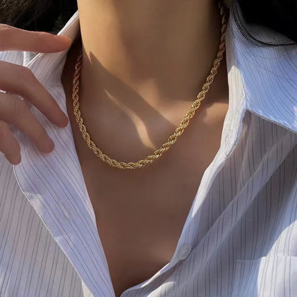 Vente en gros Collier chaîne corde Noble 45-60cm 18 carats 4mm pour femme homme Mode mariage Cadeau bijoux 18-24 pouces
