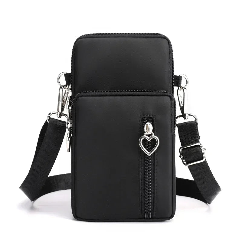 Waterproof Mobile Phone Bag Women's Mini Oxford Crossbody Bag Daily Multi-layer Zipper Purse Casual Outdoor Travel Nylon Bag