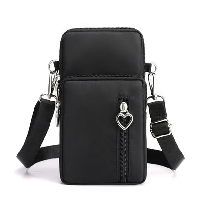 Waterproof Mobile Phone Bag Women's Mini Oxford Crossbody Bag Daily Multi-layer Zipper Purse Casual Outdoor Travel Nylon Bag