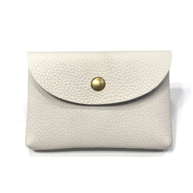 Top Layer Cowhide Fashion Buckle Money Wallet Card Holder Mini Portable Lychee Pattern Business Wallet for Men Women Coin Bag