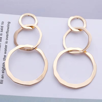 Gold Color Metal Drop Earrings Irregular Hollow Heart Pendants Earrings Twisted Geometric Personality Earrings for Women