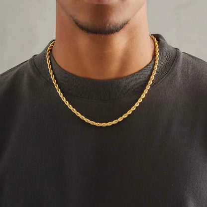 Vente en gros Collier chaîne corde Noble 45-60cm 18 carats 4mm pour femme homme Mode mariage Cadeau bijoux 18-24 pouces