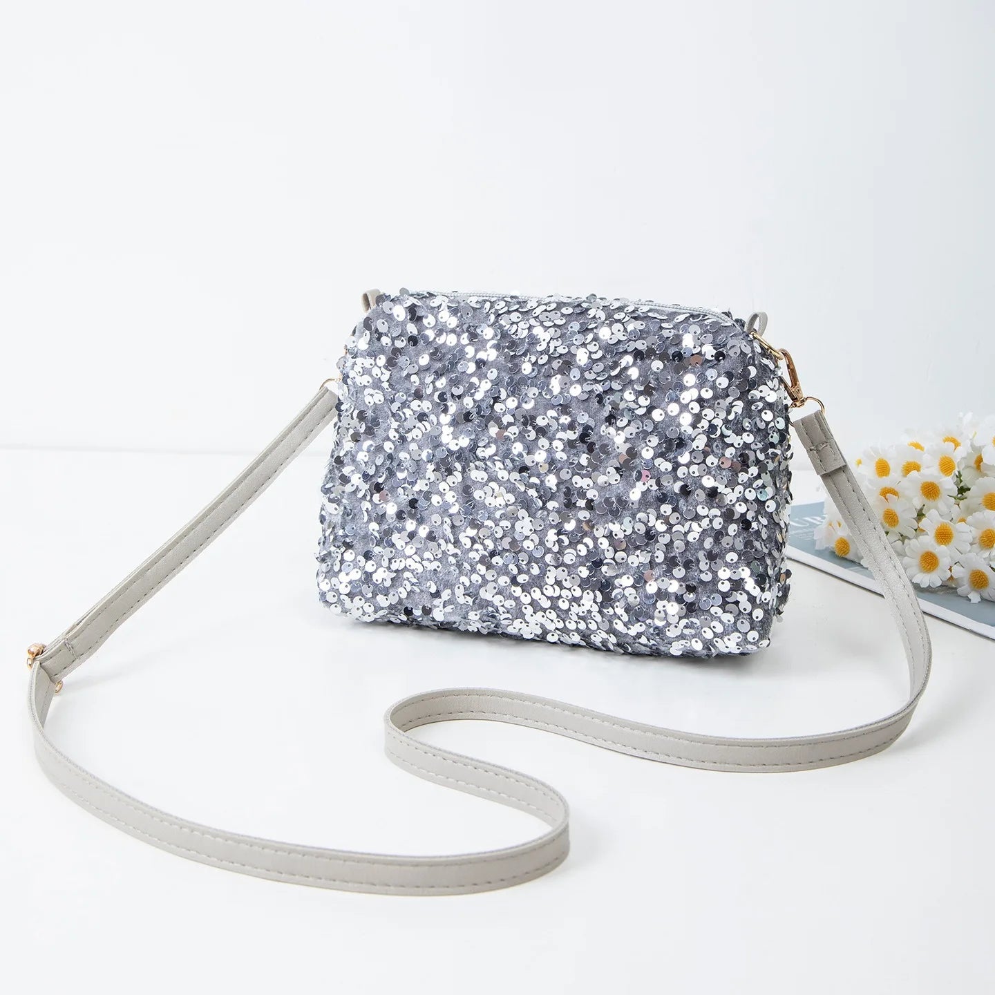 Colorful Sequins Crossbody Bag Simple INS Solid Color Sequins Shoulder Bag Underarm Bag Phone Purse Evening Clutch Bags Handbag
