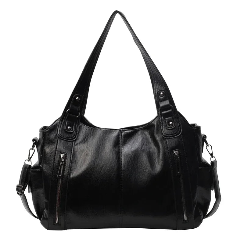 Hot Selling Soft Inner Compartment Shoulder Bag 2024High Quality Contrasting Color Women's Bag Fashion Zipper Pu Women's Handbag