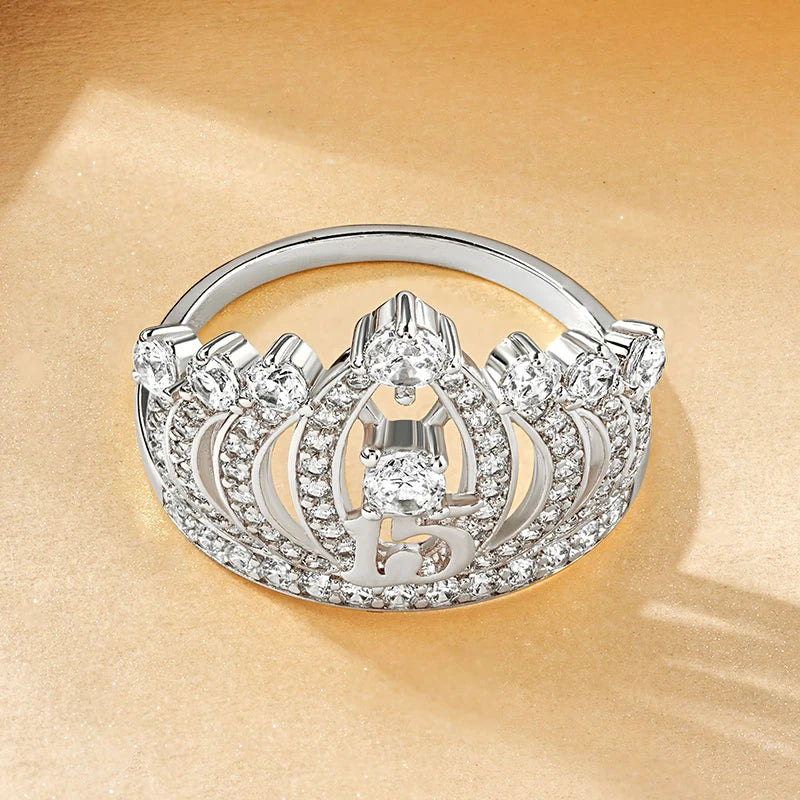 Rrjzz Dazzling Crown Female Band Eternity Rings Sparkling AAAAA Cubic Zirconia Romantic Ring for Women CZ Elegant Ring Jewelry